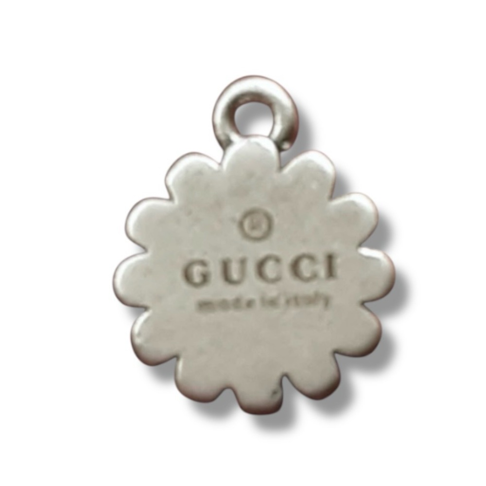 💕VINTAGE GUCCI 2-Piece Interlocking Gs + Blue Daisy Charms Silver-Tone Hardware - Picture 7 of 11